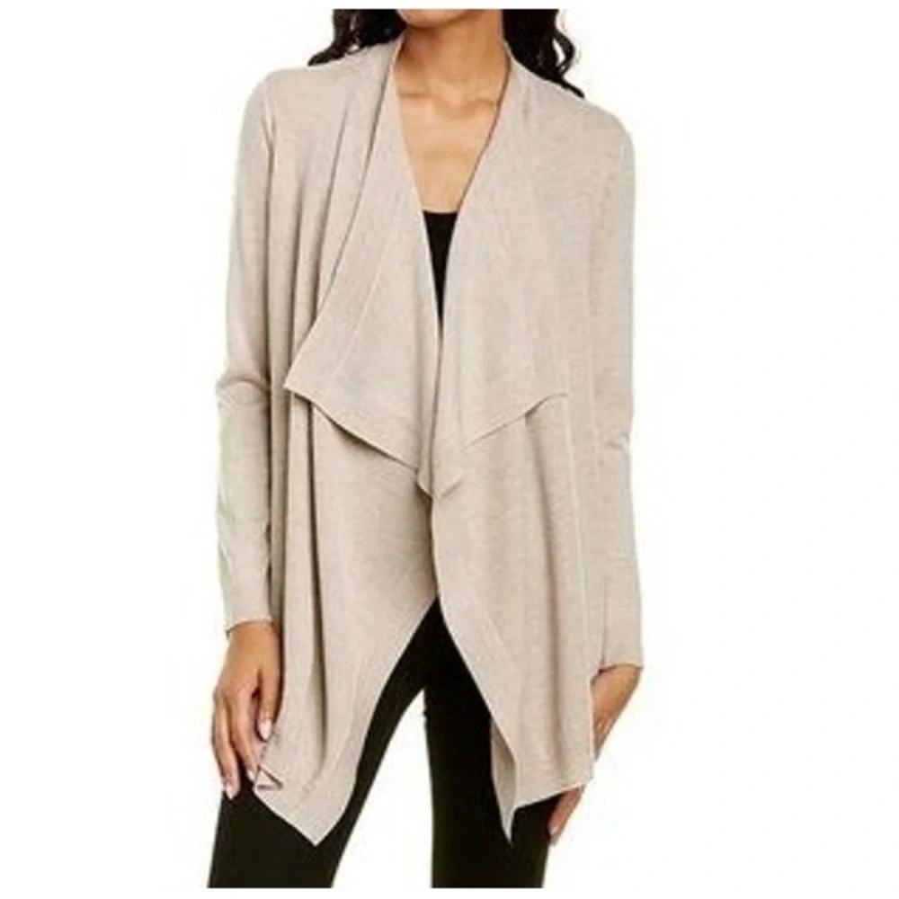 Theory P Winxie Soft Merino Wool Open Front Cascade Waterfall Cardigan Sweater‎